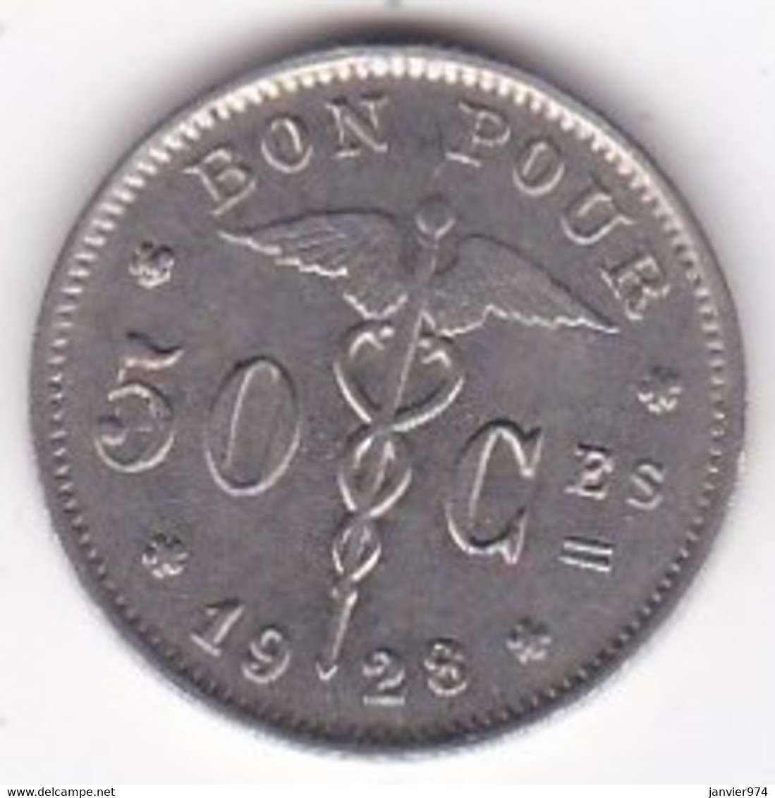 Belgique 50 Centimes 1928 Type Bonnetain, Légende Francaise, Albert I , En Nickel , KM# 87 - 50 Cents