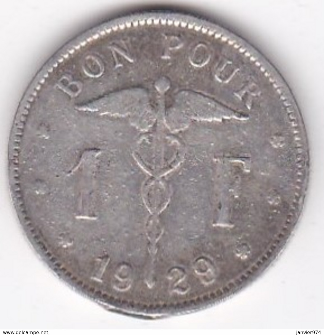 Belgique 1 Franc 1929 Type Bonnetain, Légende Francaise, Albert I , En Nickel , KM# 89 - 1 Frank