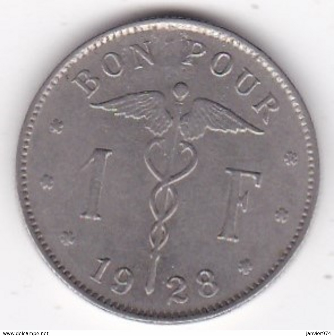 Belgique 1 Franc 1928 Type Bonnetain, Légende Francaise, Albert I , En Nickel , KM# 89 - 1 Franc