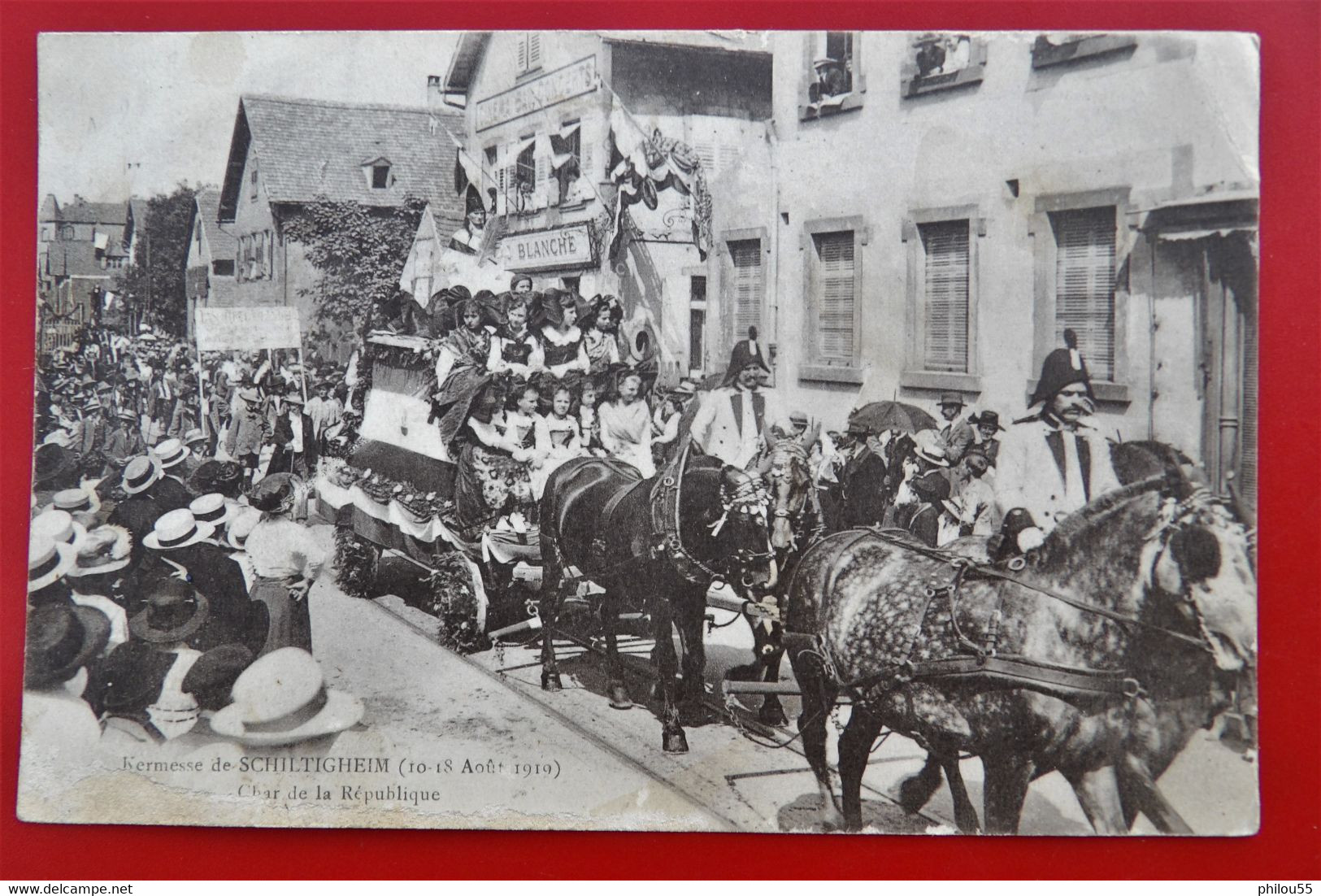 Cpa 67 SCHITIGHEIM Anime Kermesse 1919 Char De La Republique Cinema - Schiltigheim