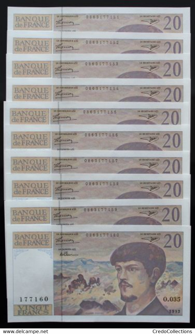 France - 20 Francs - 1992 - PICK 151f.1 / F66bis.3 - NEUF (10 Billets) - 20 F 1980-1997 ''Debussy''