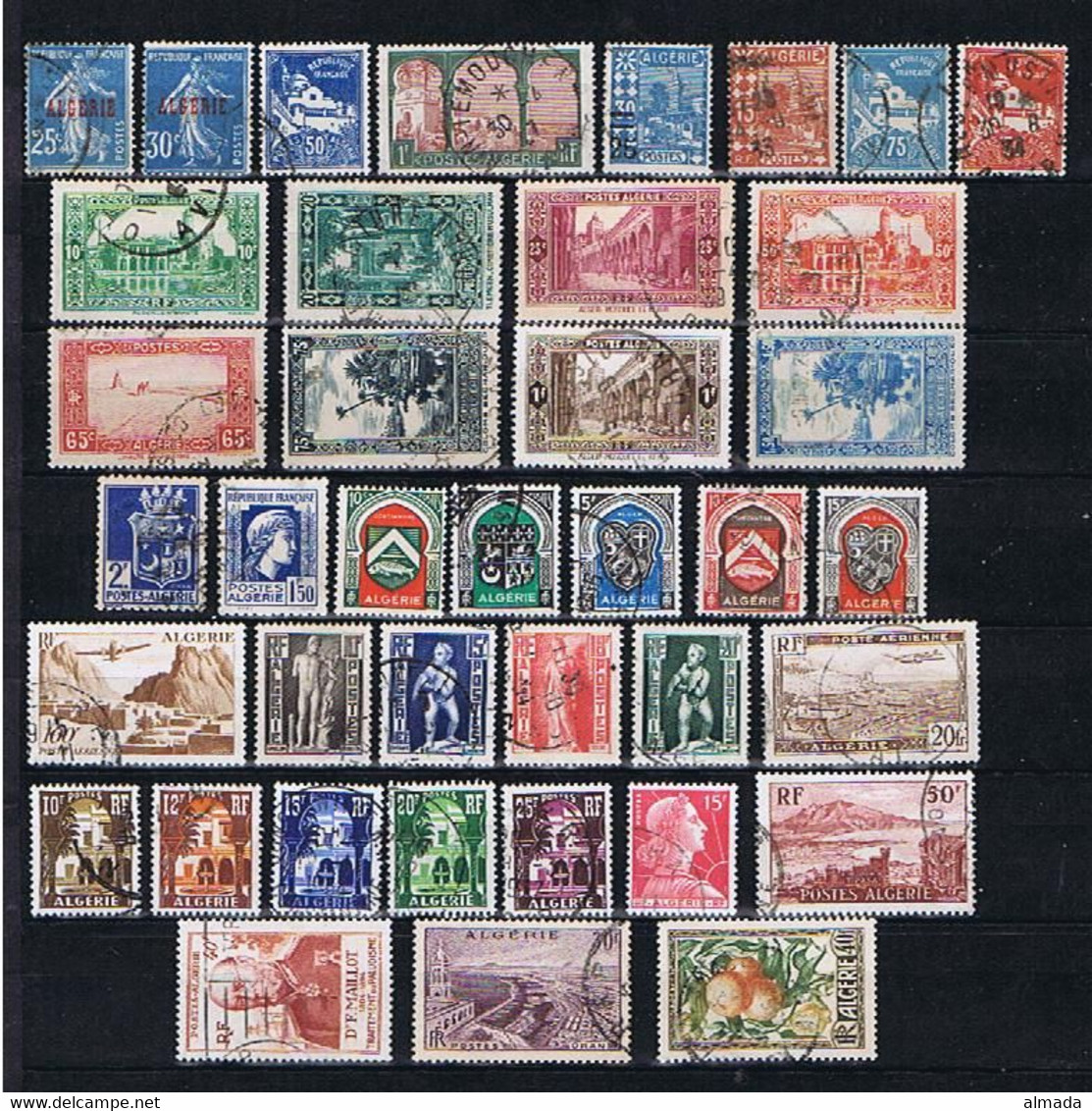 Algerien, Algérie 1924-1956: 38 Diff. Used + 1** Mnh, 38 Versch. Gestempelt + 1 Postfrisch - Collections, Lots & Series