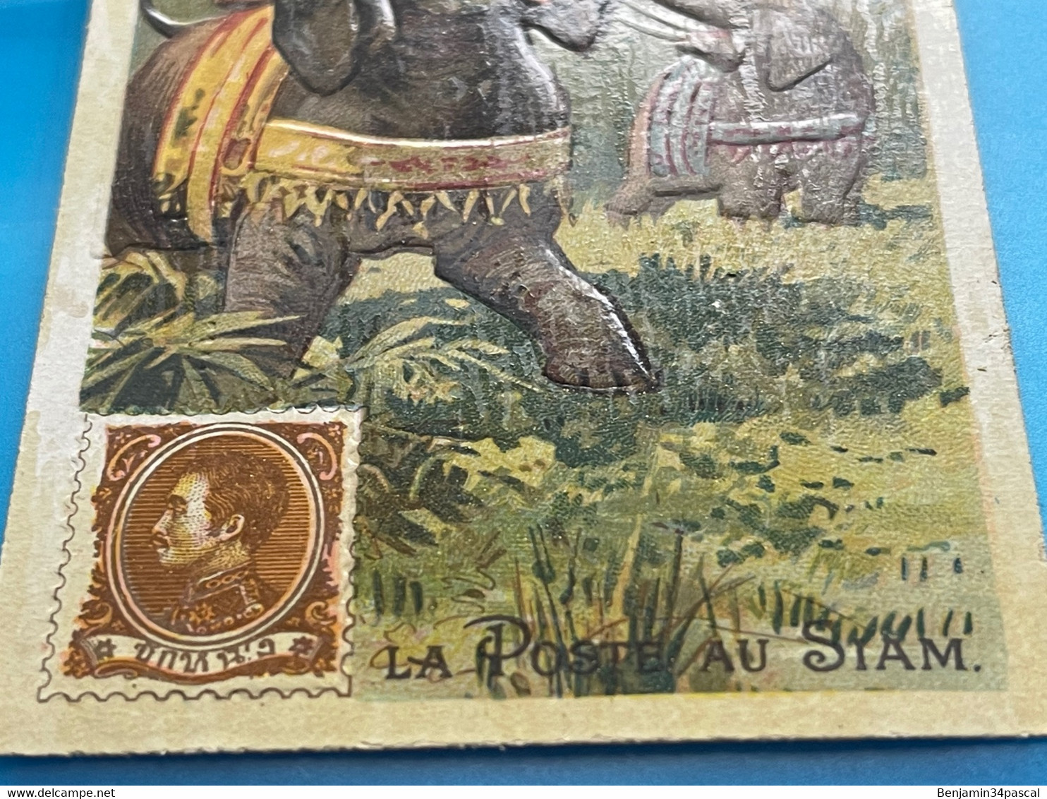 Carte Image Chromo Chocolat Poulain -Asie Coloniale  -La Poste Au Siam - Elephant-Courriers - Chocolade