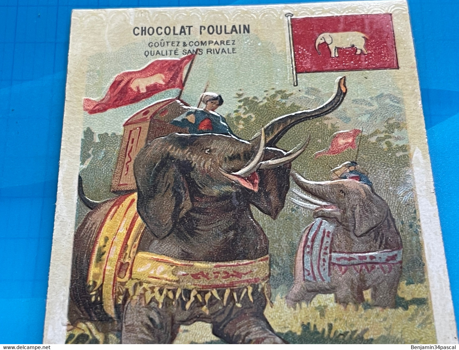 Carte Image Chromo Chocolat Poulain -Asie Coloniale  -La Poste Au Siam - Elephant-Courriers - Chocolade