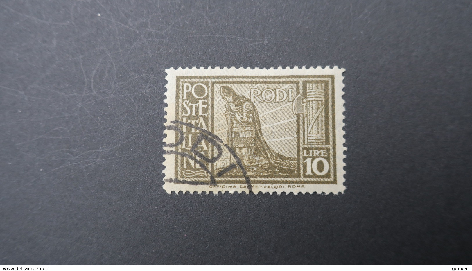 Egée Rhodes Colonies Italiennes Yvert N° 23 Rodi Oblitéré 10 Lire - Egeo (Rodi)