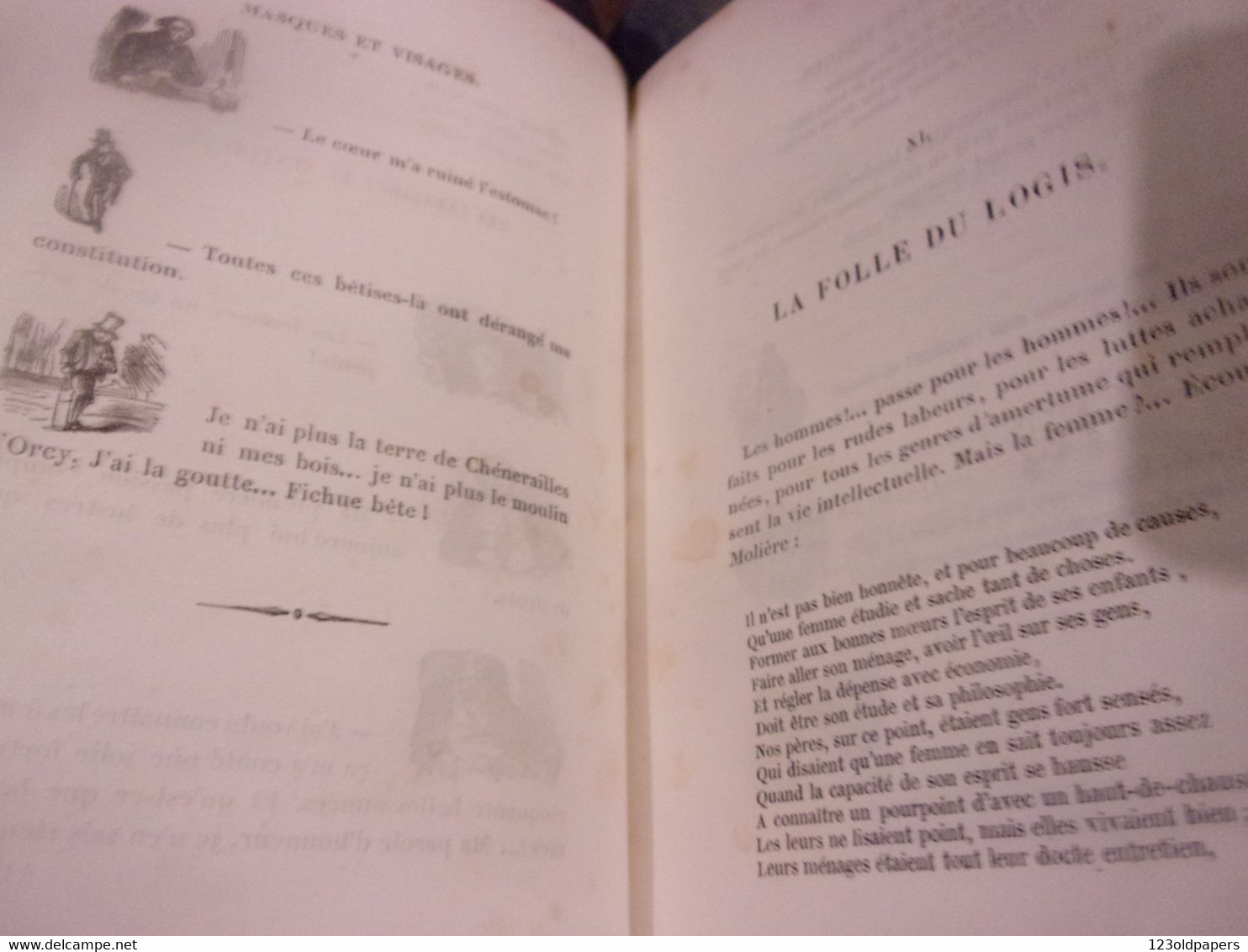 ♥️ 1857 BELLE RELIURE GAVARNI MASQUES ET VISAGES 245 PAGES PAULIN LECHEVALIER