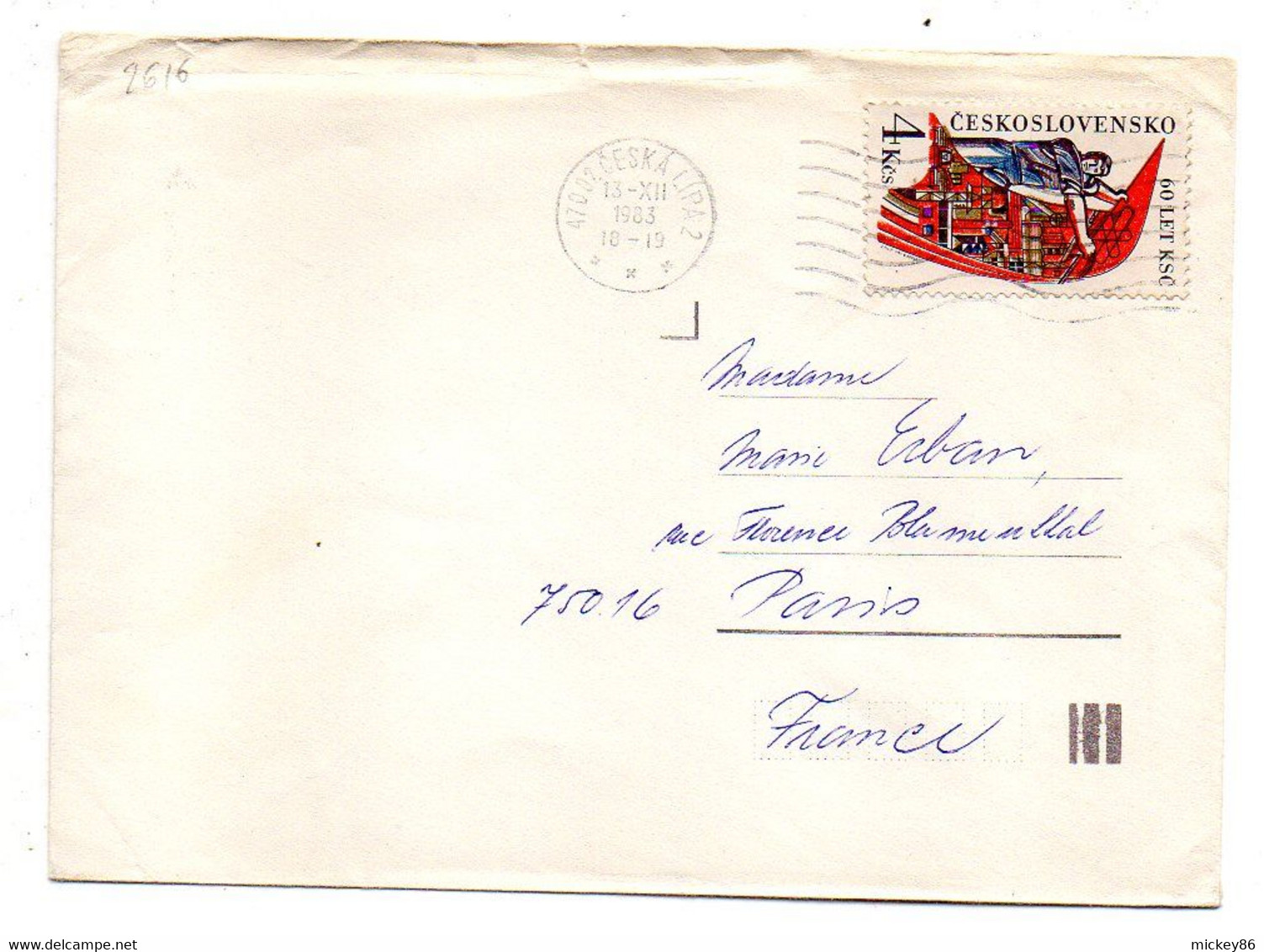 Tchécoslovaquie -1983 -lettre CESKA LIPAZ Pour PARIS-75 (France)..tp ...cachet ...........à Saisir - Briefe U. Dokumente