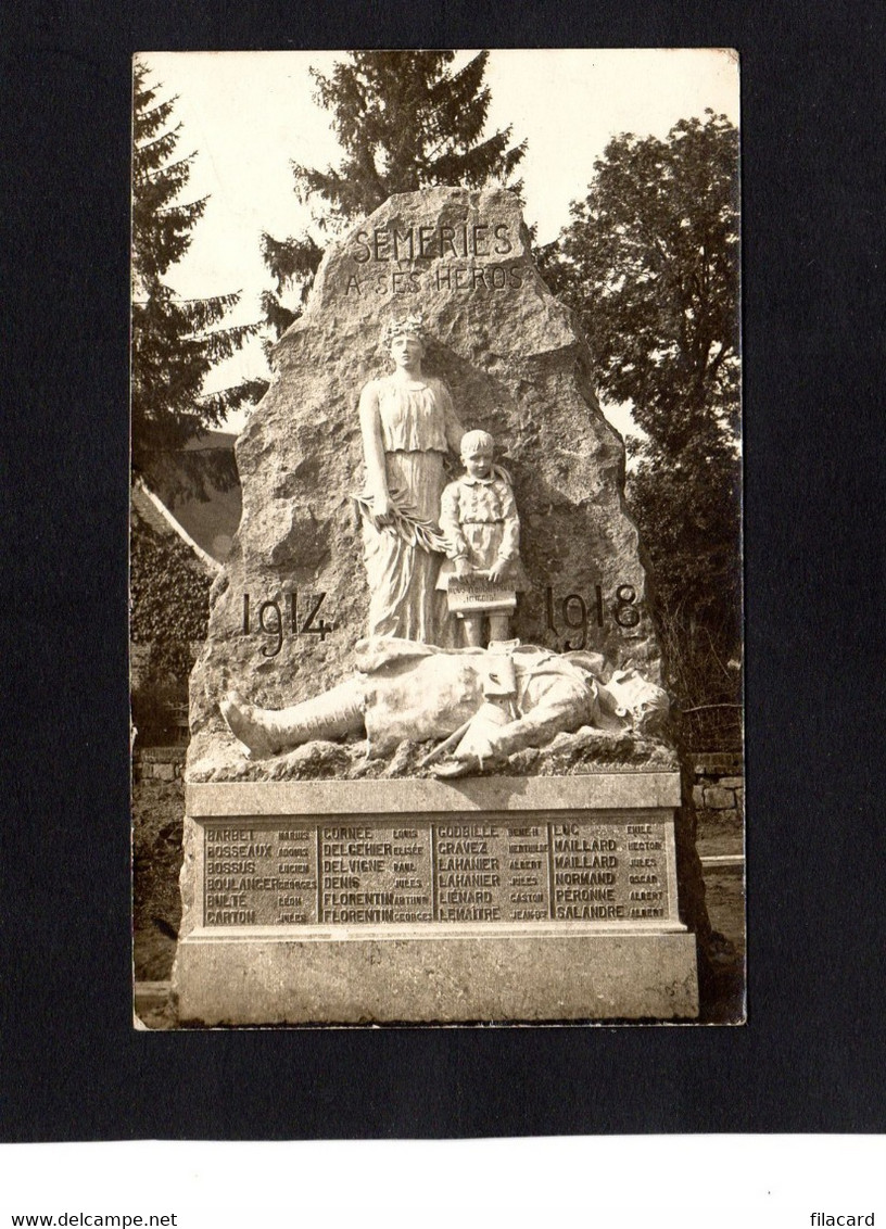 118394          Francia,     Semeries A Ses Heros,   1914-1918,  NV - Monuments Aux Morts