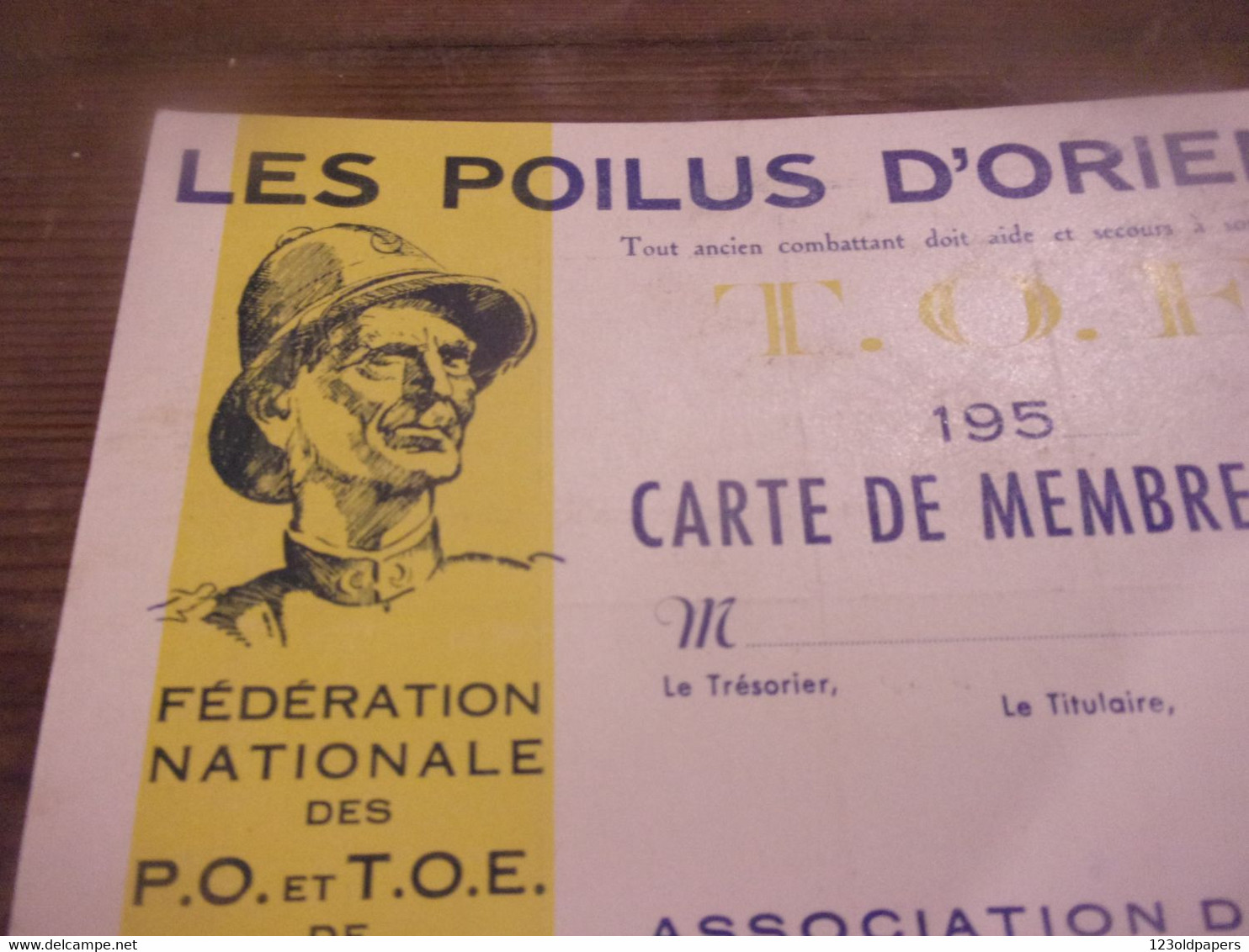 ♥️ WWI  LES POILUS D ORIENT T O E  CARTE DE MEMBRE ACTIF ASSOCIATION DE L INDRE CHATEAUROUX - 1914-18