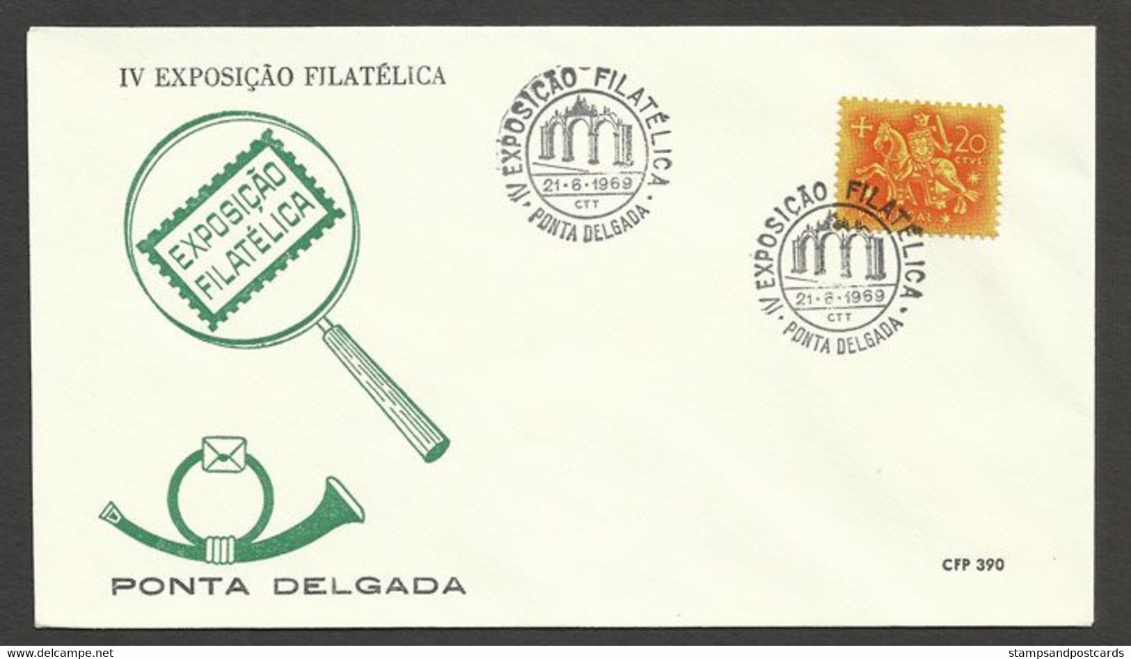 Portugal Cachet Commémoratif  Expo Philatelique Ponta Delgada Açores 1969 Event Postmark Philatelic Expo Azores - Postal Logo & Postmarks