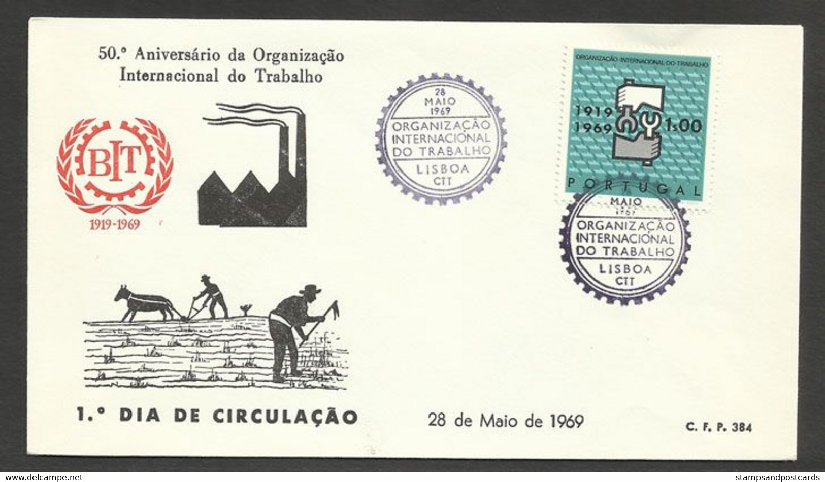 Portugal 1969 FDC Organisation Internationale Du Travail OIT  Cachet Lisbonne World Labour Organization Lisbon Pmk - OIT