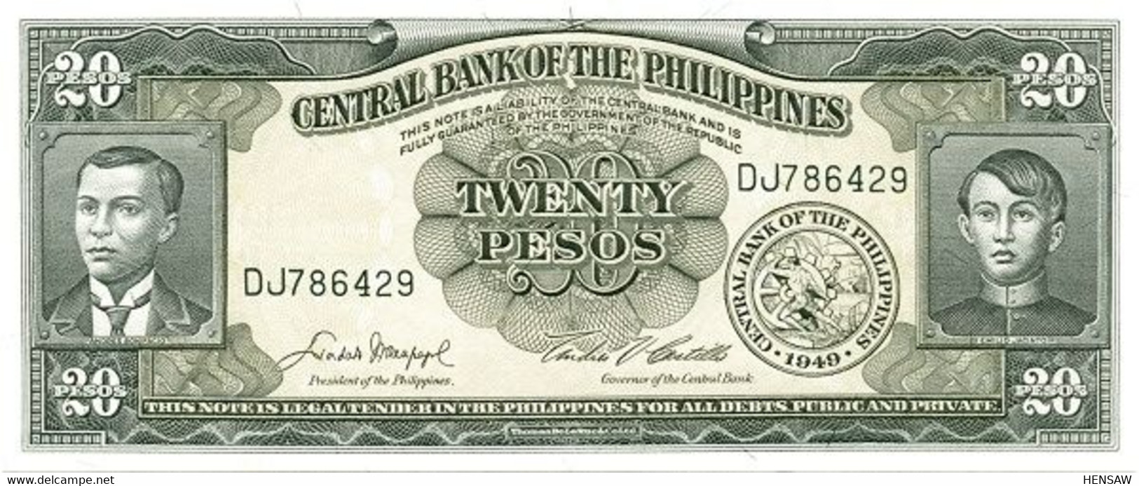 PHILIPPINES 20 PISO 1969 P 137d UNC SC NUEVO - Philippines