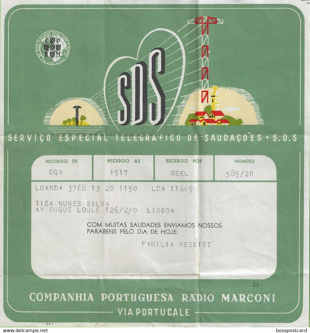 História Postal - Filatelia - Serviço Telegráfico - Telegrama - Radio Marconi - Telegram - Philately - Portugal - Lettres & Documents