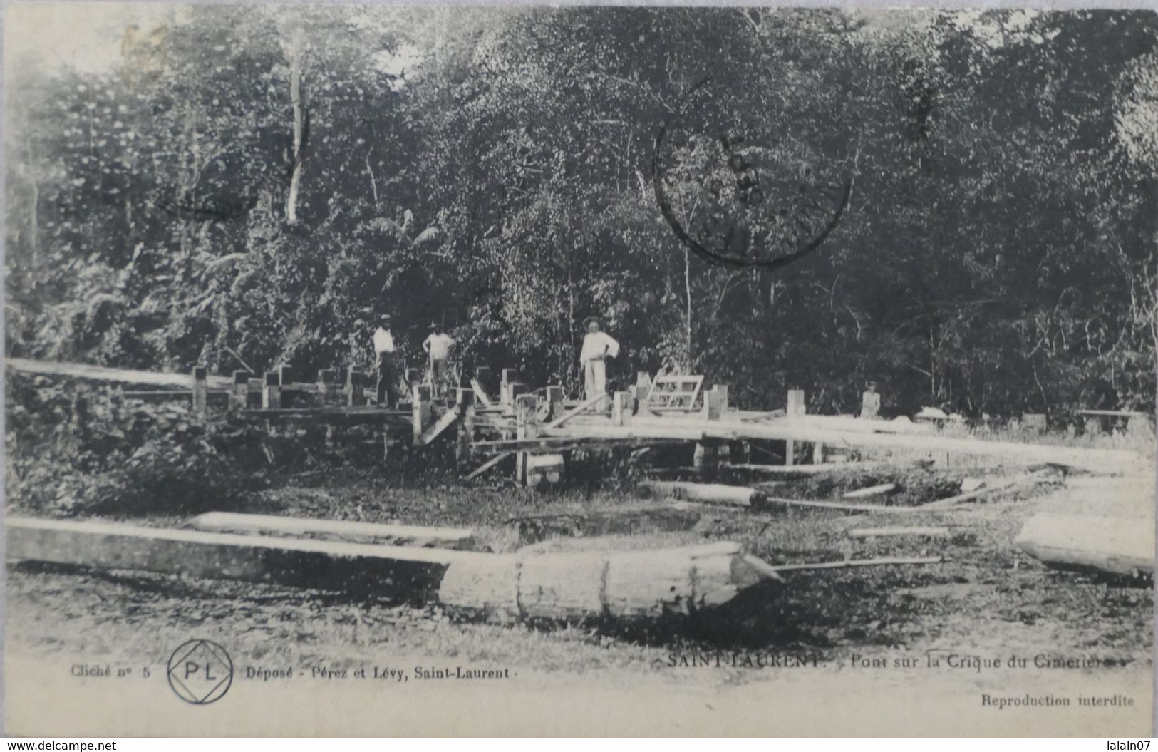 C. P. A. : GUYANE : SAINT-LAURENT DU MARONI : Pont Sur La Crique Du Cimetière, Animé, En 1912 - Saint Laurent Du Maroni