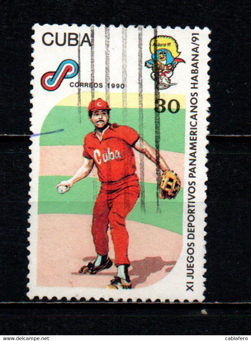 CUBA - 1990 - GIOCHI SPORTIVI PANAMERICANI ALL'AVANA - BASEBALL - USATO - Oblitérés