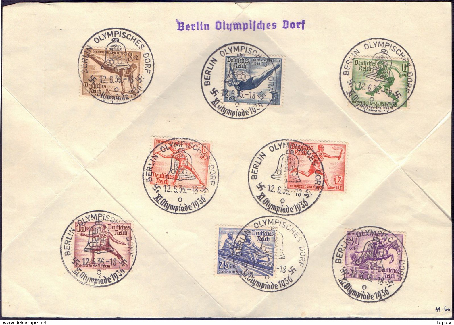 GERMANY - OLYMPIC SUMMER GAMES - OLYMPICS BERLIN - SHEET Cancel OLYMPIA DORF BERLIN 12.6.1936 - Sommer 1936: Berlin