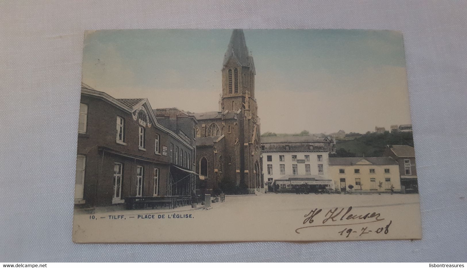 ANTIQUE POSTCARD BELGIUM TILFF - PLACE DE LE EGLISE USED 1908 - Esneux