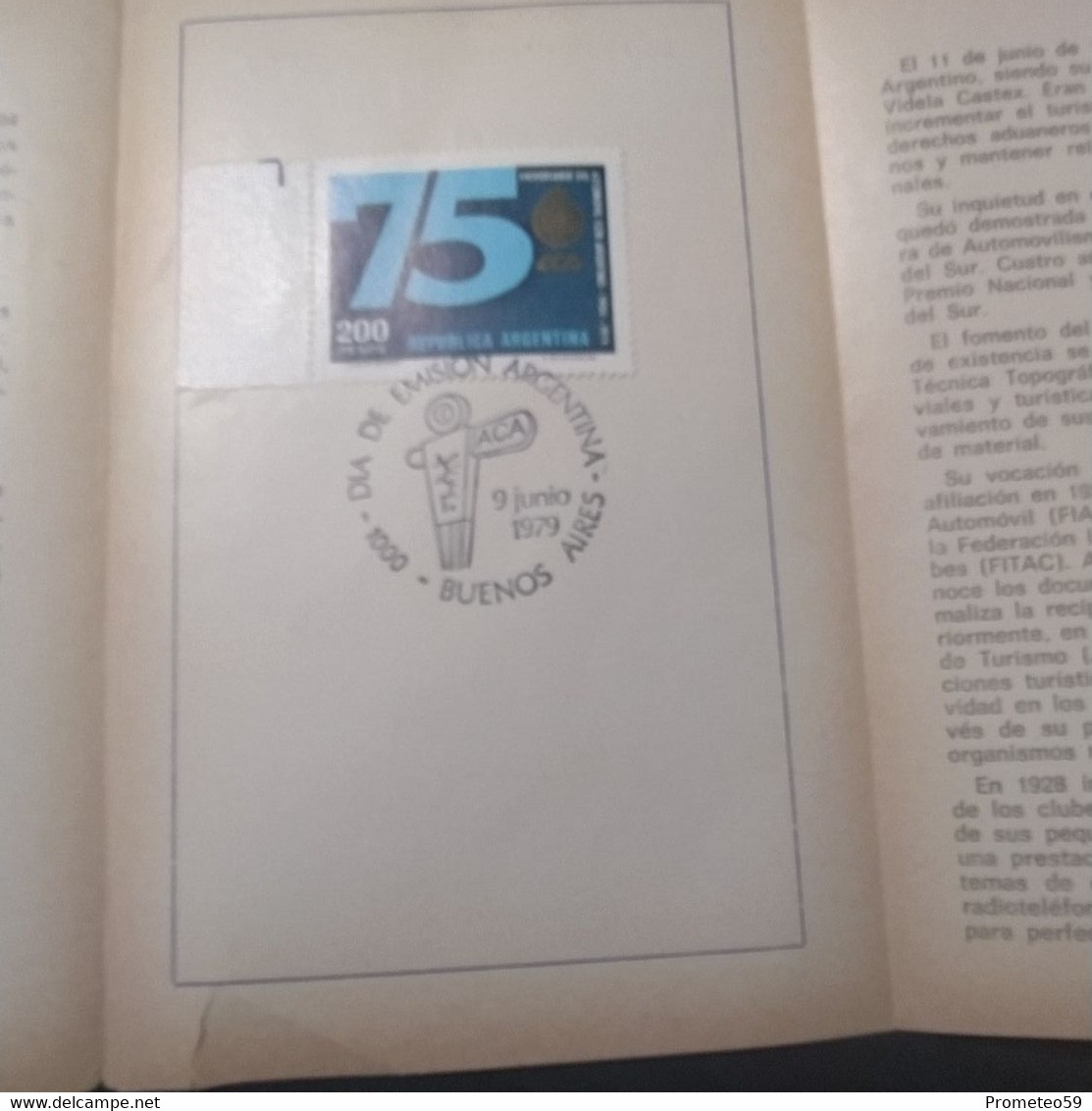 Volante Día De Emisión – 9/6/1979 – 75° Aniversario Del Automóvil Club Argentino - Postzegelboekjes