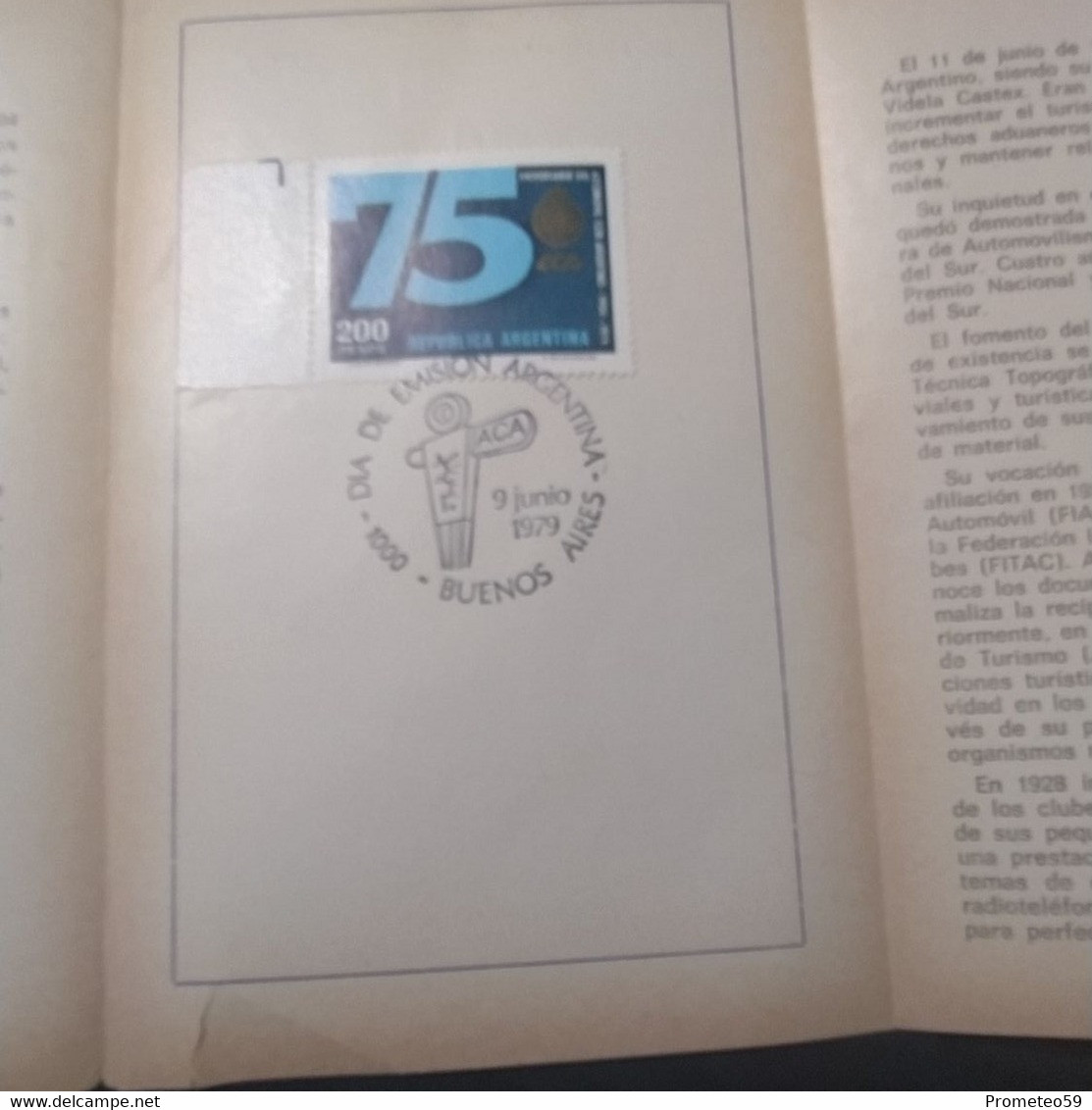 Volante Día De Emisión – 9/6/1979 – 75° Aniversario Del Automóvil Club Argentino - Markenheftchen