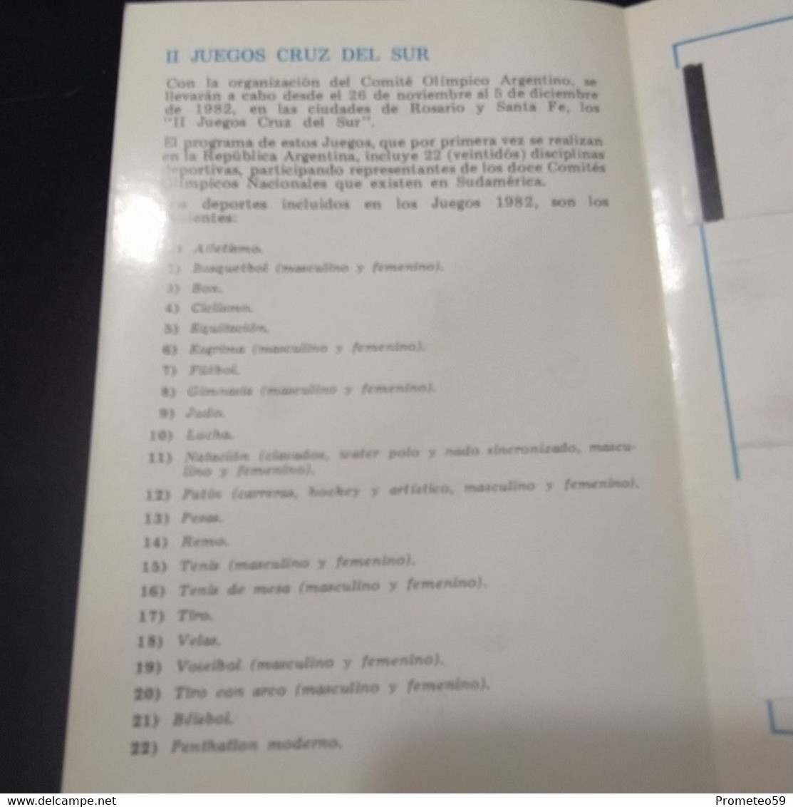 Volante Día De Emisión – 16/10/1982 – II Juegos Cruz Del Sur – Origen: Argentina - Carnets