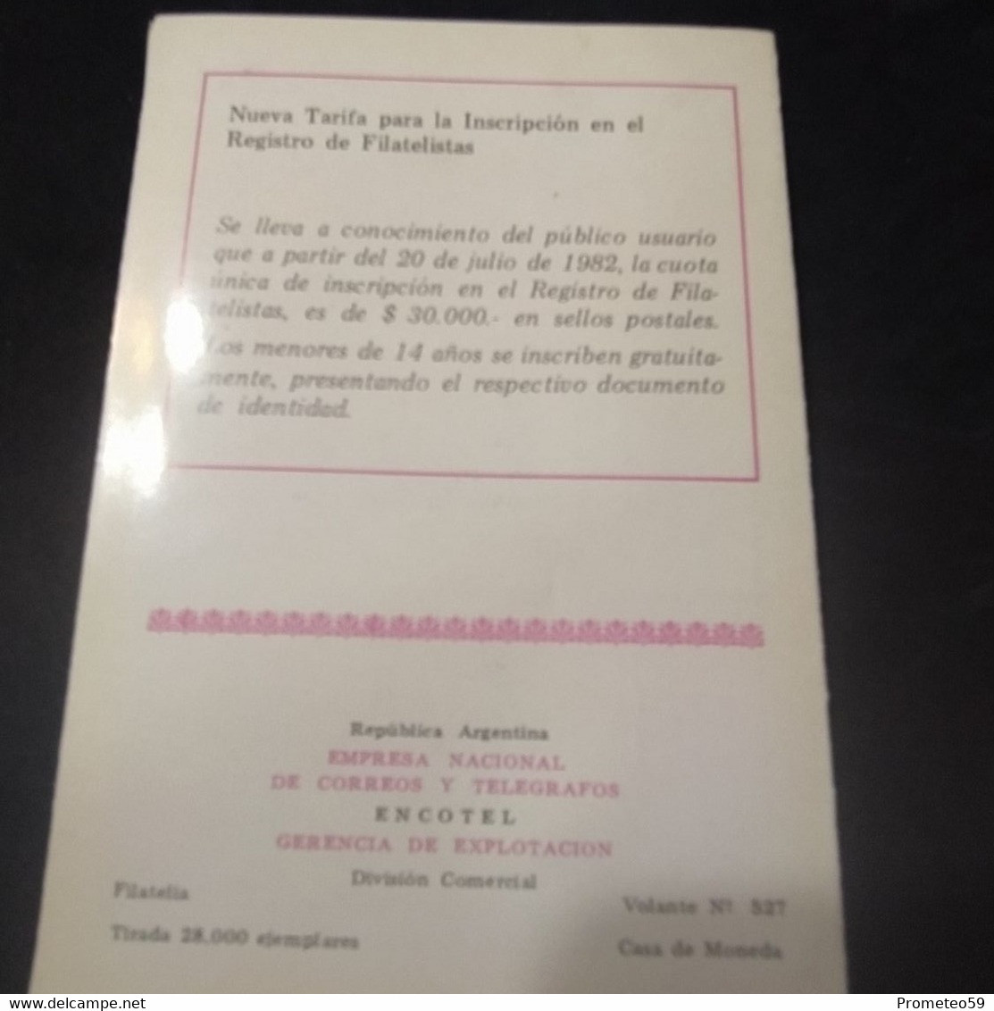 Volante Día De Emisión – 16/10/1982 – II Juegos Cruz Del Sur – Origen: Argentina - Postzegelboekjes