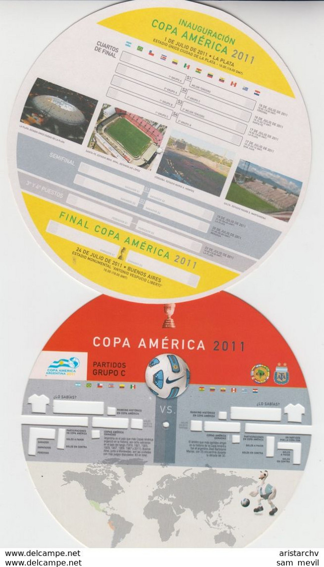 Argentina 2011 Copa America Rotatable Discs With Tournament Schedule - Sonstige & Ohne Zuordnung