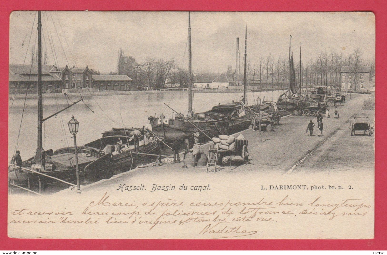 Hasselt - Bassin Du Canal ...binnenschipen - 1902 ( Verso Zien ) - Hasselt