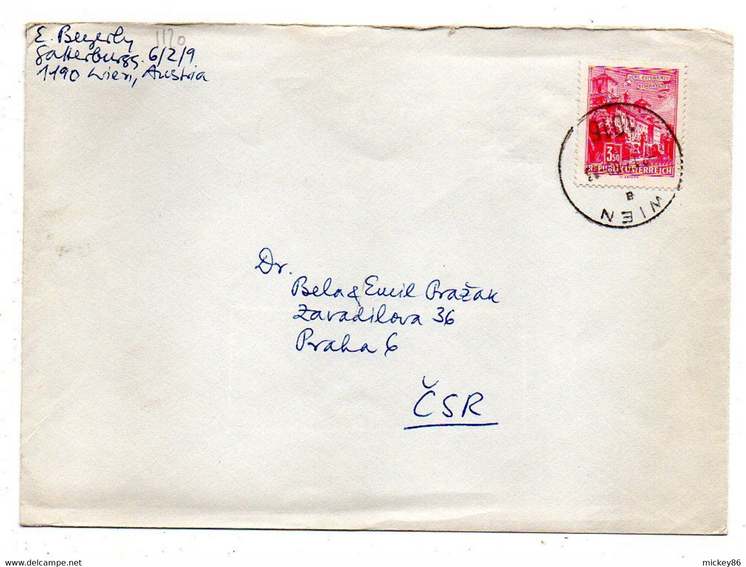 Autriche--1969--Lettre De WIEN Pour PRAHA ( CSR) Timbre Seul Sur Lettre --cachet  WIEN  8-12-1969 - Covers & Documents