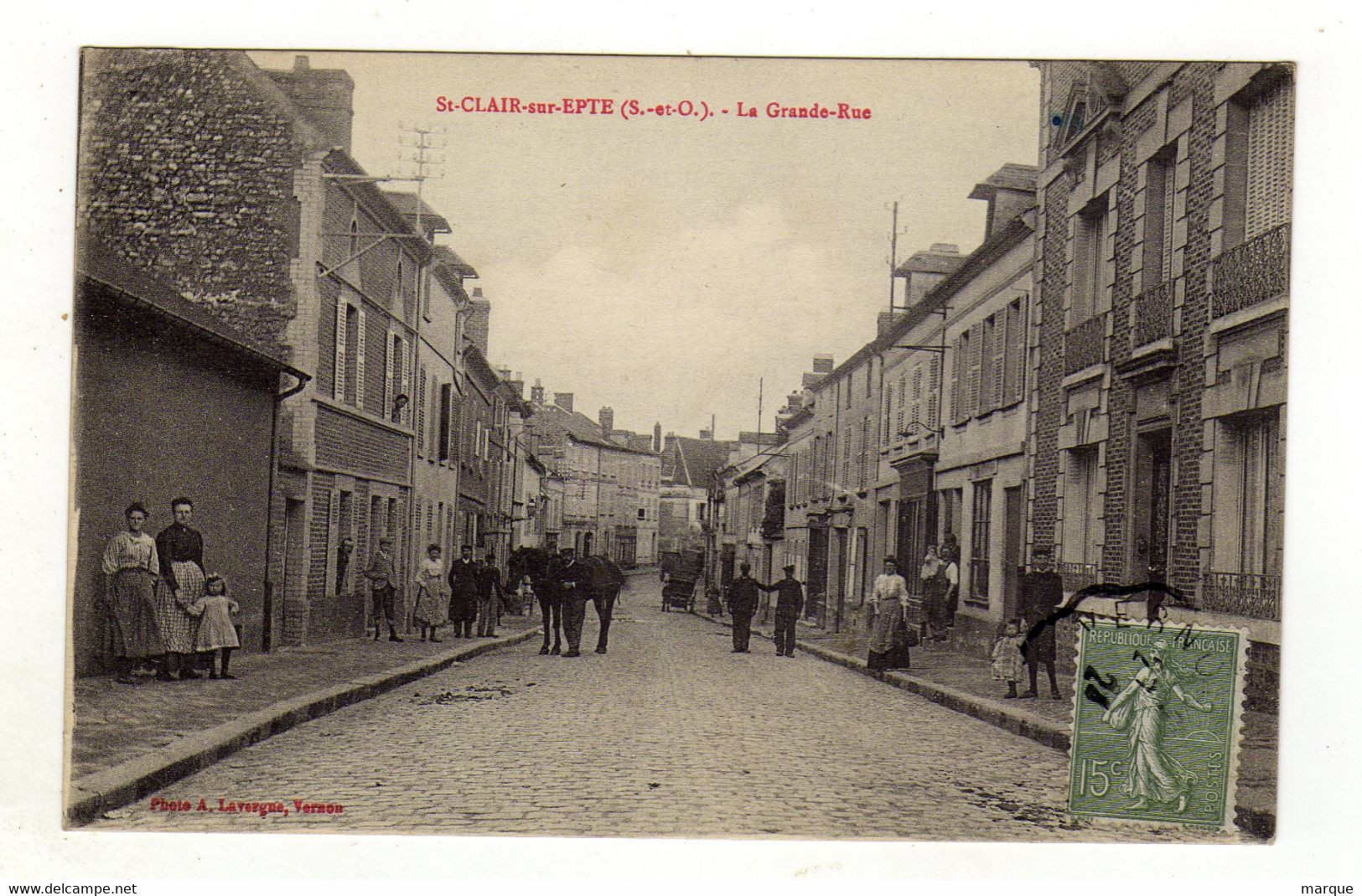 Cpa SAINT CLAIR SUR EPTE La Grande Rue - Saint-Clair-sur-Epte