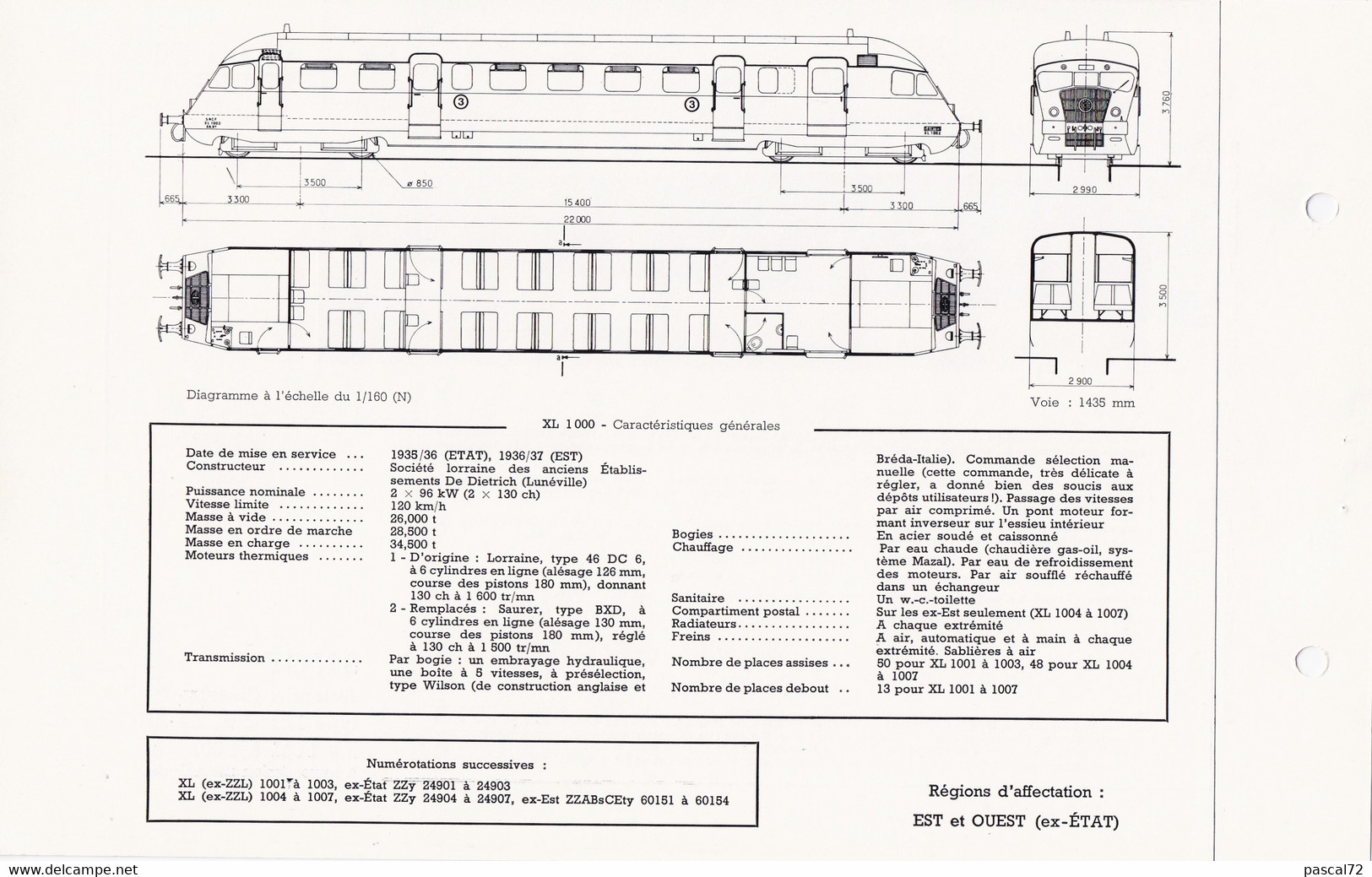 XL 1000 FICHE DOCUMENTAIRE LOCO REVUE N° 451 JUILLET 1973 - Francese