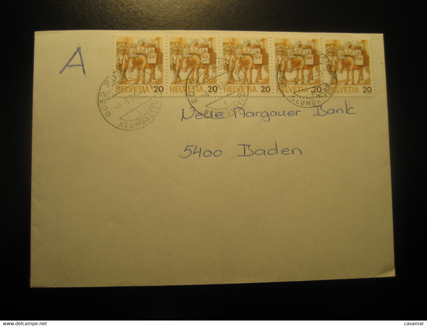 ZURICH 1997 To Baden Donkey Donkeys Ane Stamp On Cancel Cover SWITZERLAND - Burros Y Asnos