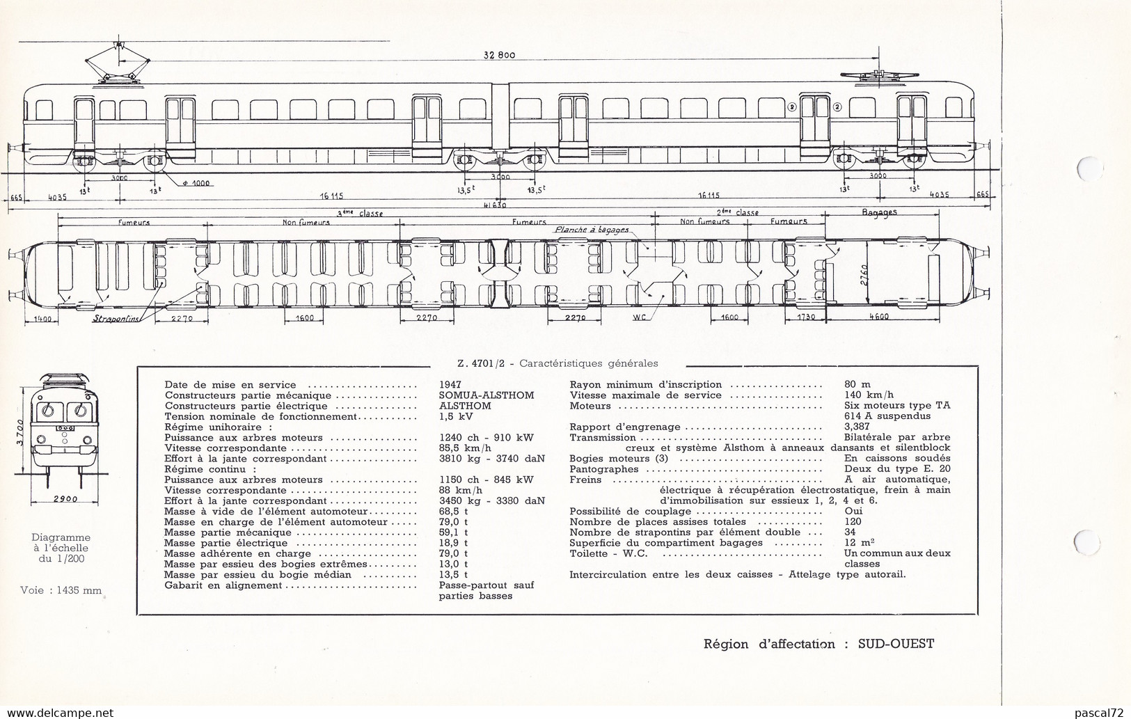 Z 4700 FICHE DOCUMENTAIRE LOCO REVUE N° 308 JUILLET 1970 - Frans