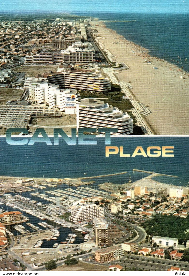 16698  CANET Saint Nazaire En  Roussillon Vues Aériennes Canet Sud Le Centre Le Port        ( 2 Scans )  66 - Canet En Roussillon