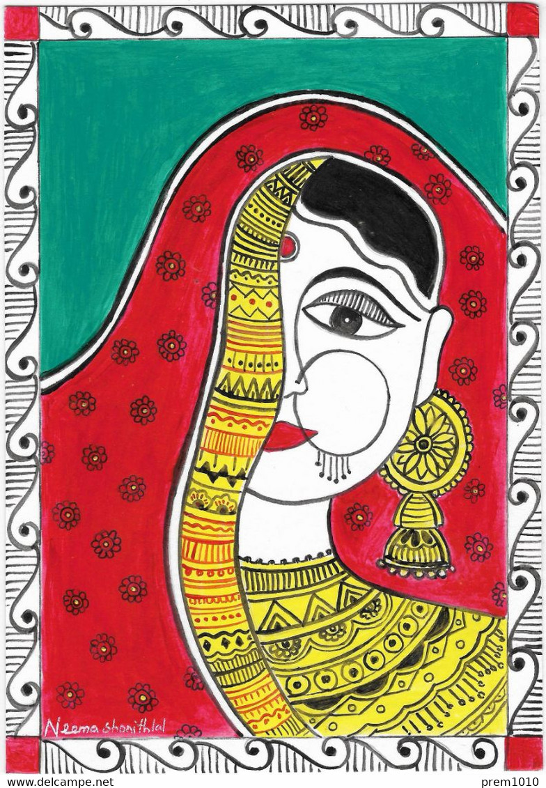 Original Painting- Rajasthani Village Woman- Acrylic  Hand-painting On Art Paper- Indian- Rajasthani Art- By Neema - Acrylic Resins