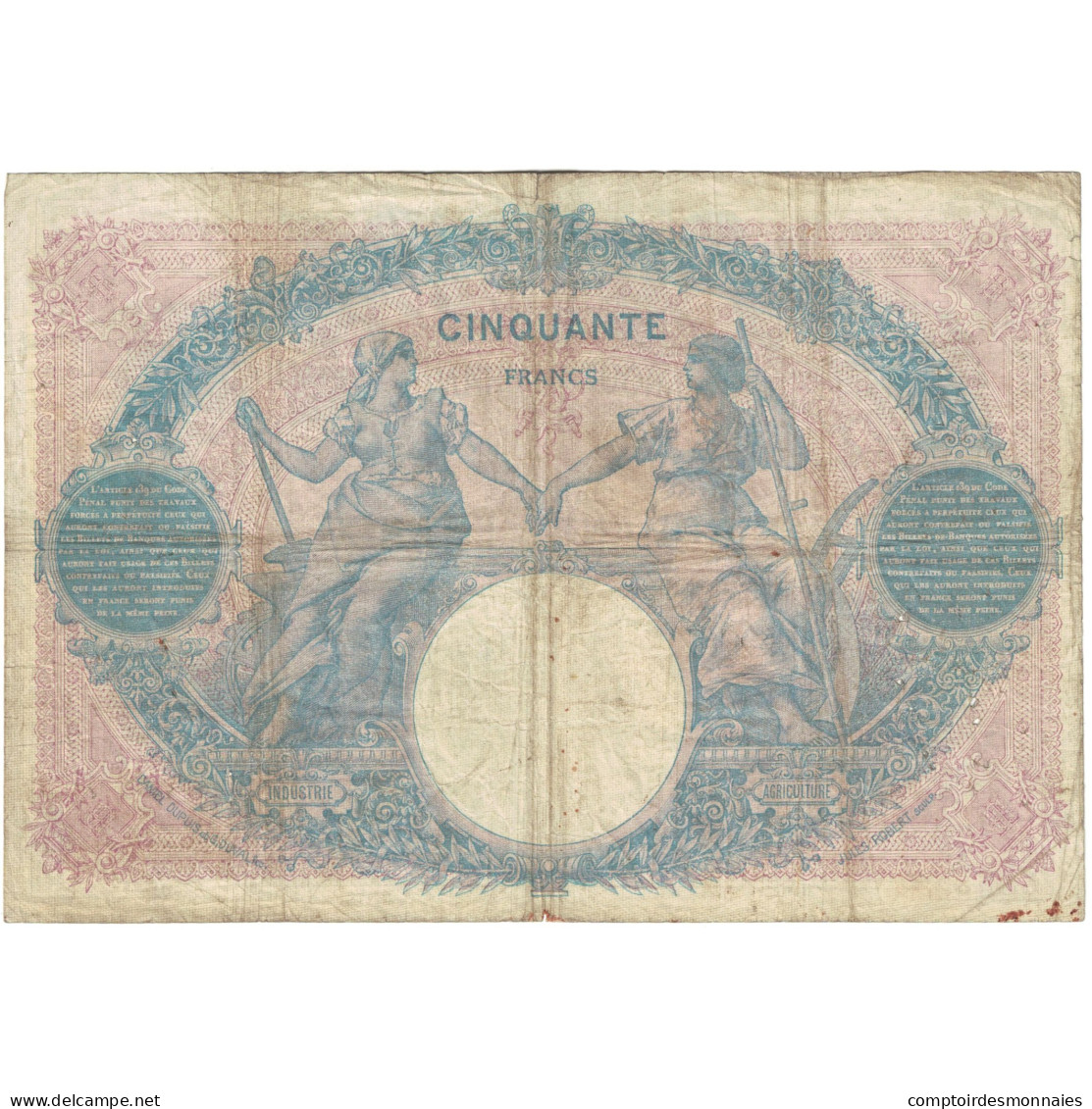 France, 50 Francs, Bleu Et Rose, 1912, W.4453 512, TB, Fayette:14.25, KM:64e - 50 F 1889-1927 ''Bleu Et Rose''