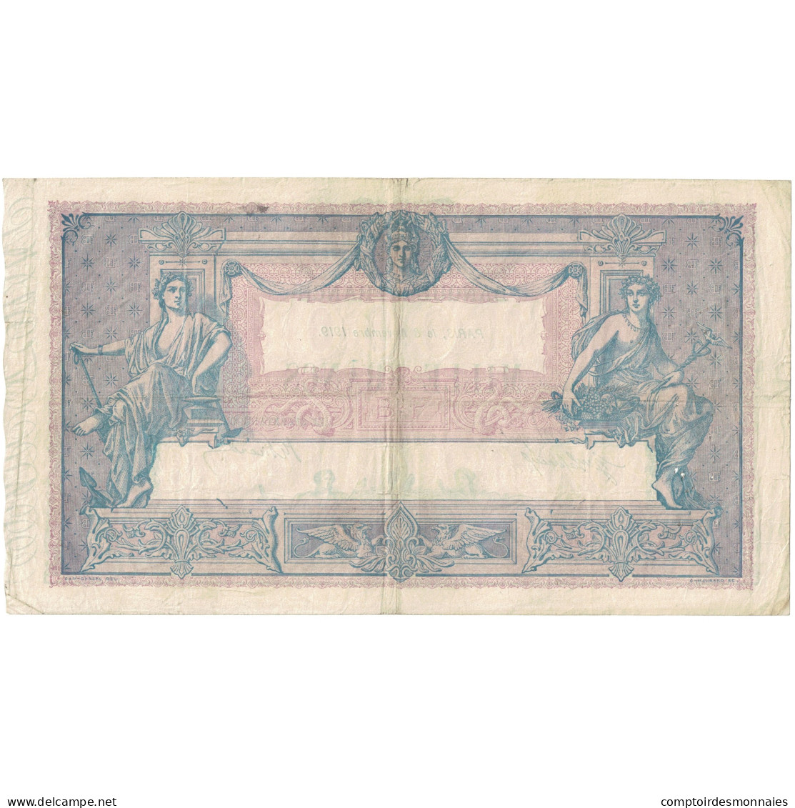 France, 1000 Francs, 1919, V.1347 608, TB, Fayette:36.34, KM:67h - 1 000 F 1889-1926 ''Bleu Et Rose''