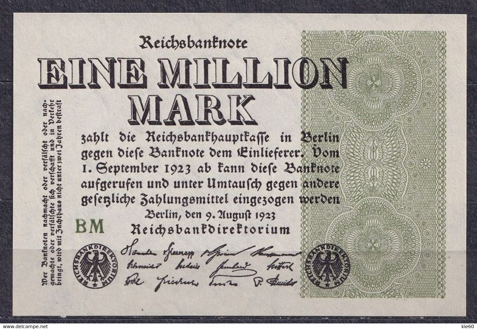 Germany - 1923 - 1 Mil  Mark - P102d...Wellen  R-101d  UNC - 1 Mio. Mark