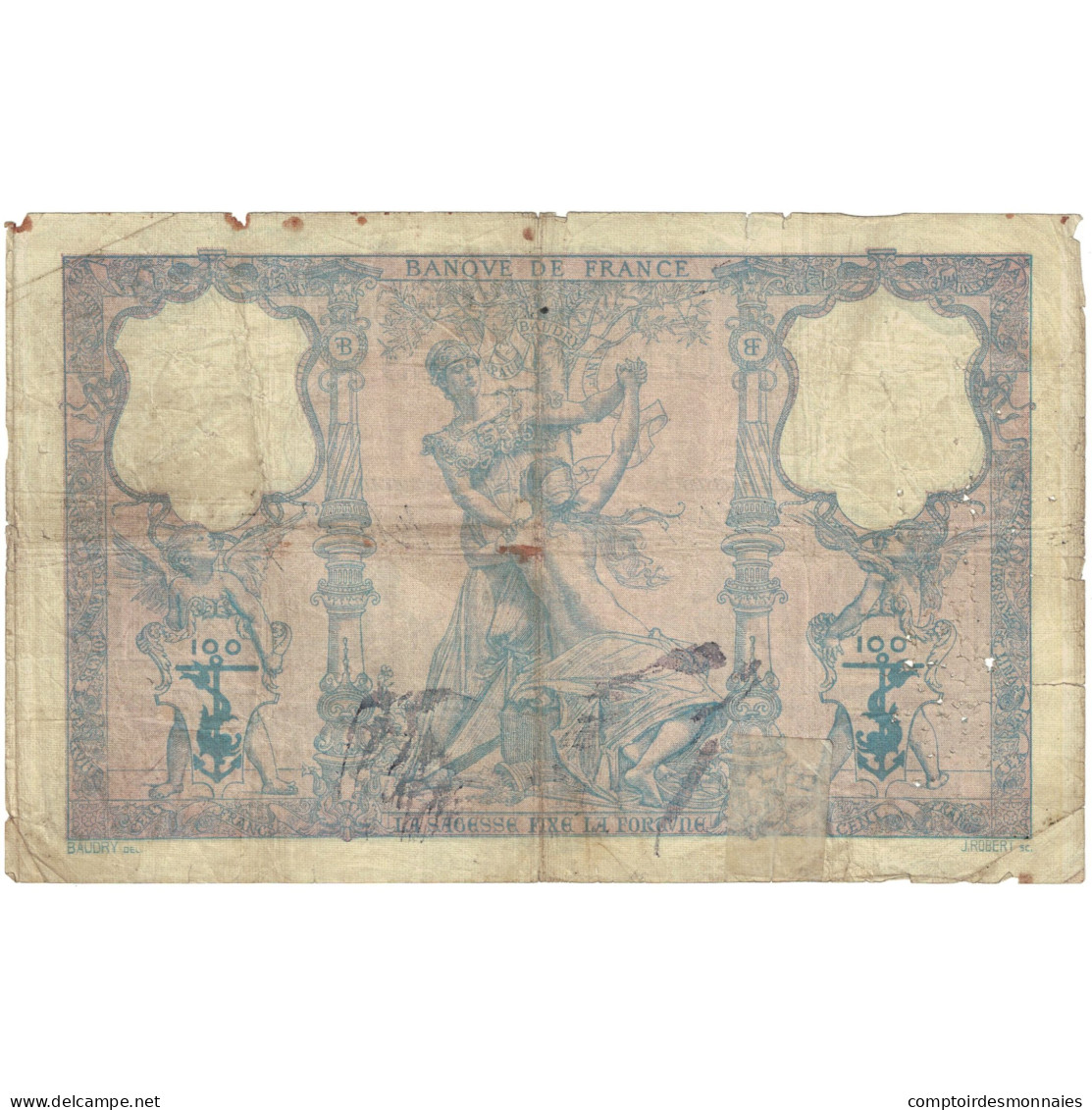 France, 100 Francs, 1908, O.5214 479, B, Fayette:21.23, KM:65e - 100 F 1888-1909 ''Bleu Et Rose''