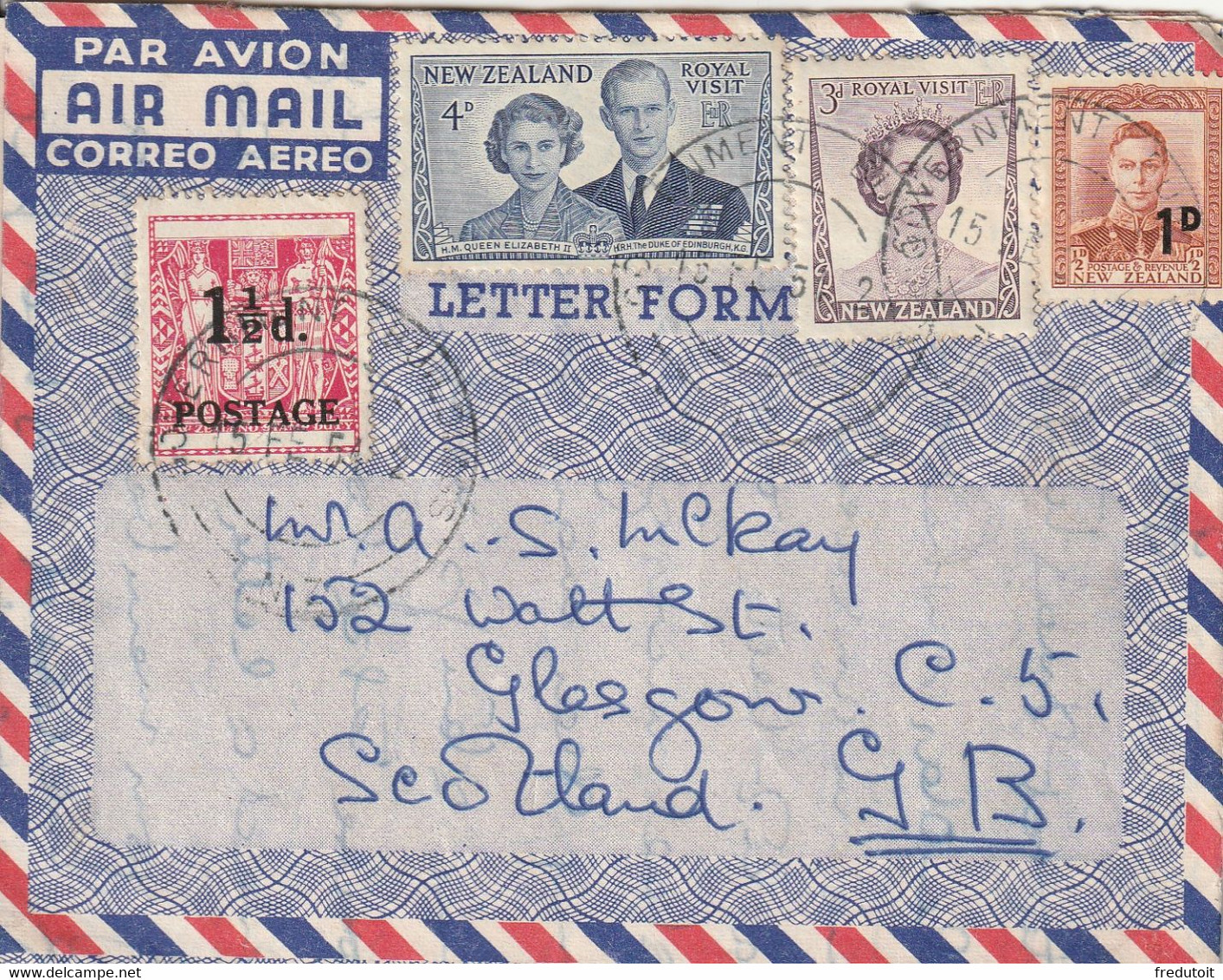 LETTRE - Nouvelle Zélande - Du 15/02/1954 Pour L'Ecosse - Covers & Documents
