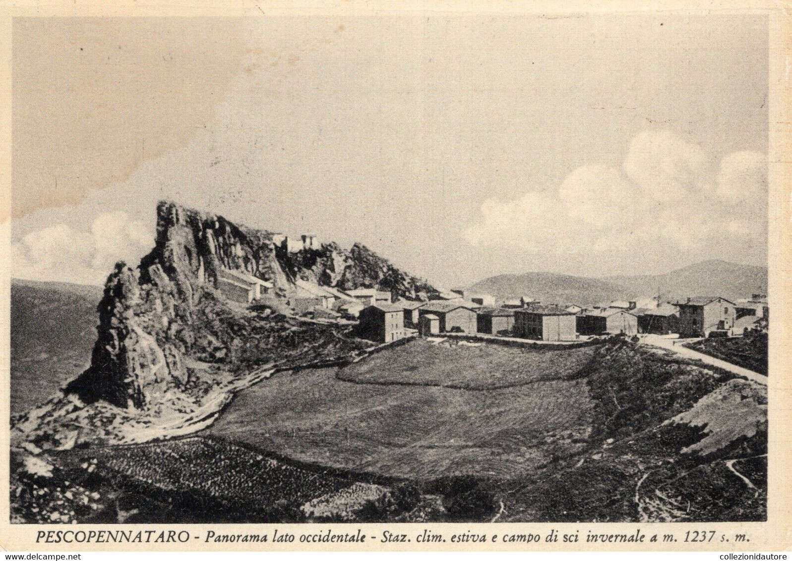 PESCOPENNATARO - CARTOLINA FG SPEDITA NEL 1954 - PANORAMA LATO OCCIDENTALE E CAMPO DI SCI INVERNALE - Isernia