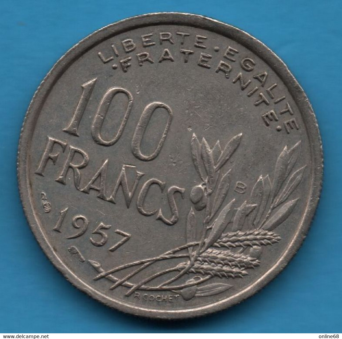 FRANCE 100 FRANCS 1957 B KM# 919 COCHET - 100 Francs
