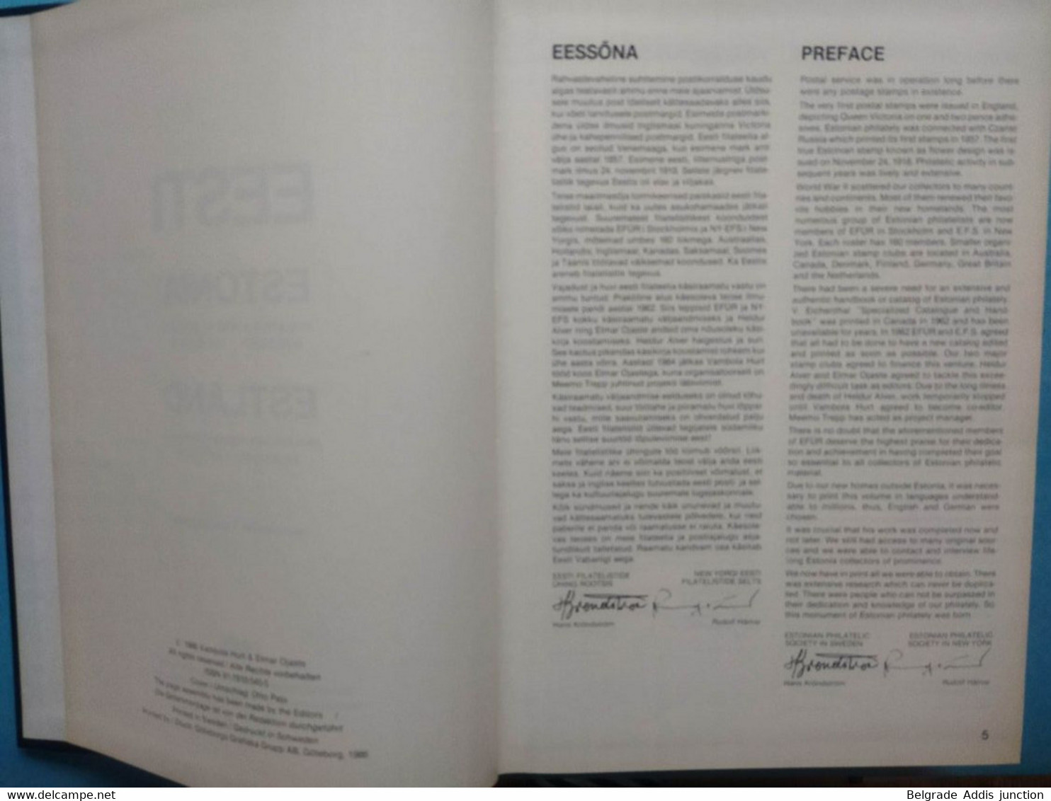 Eesti Estonia Estland Handbook Specialized Catalogue Hurt & Ojaste 1986 Bilingual English / Deutsch - Autres & Non Classés