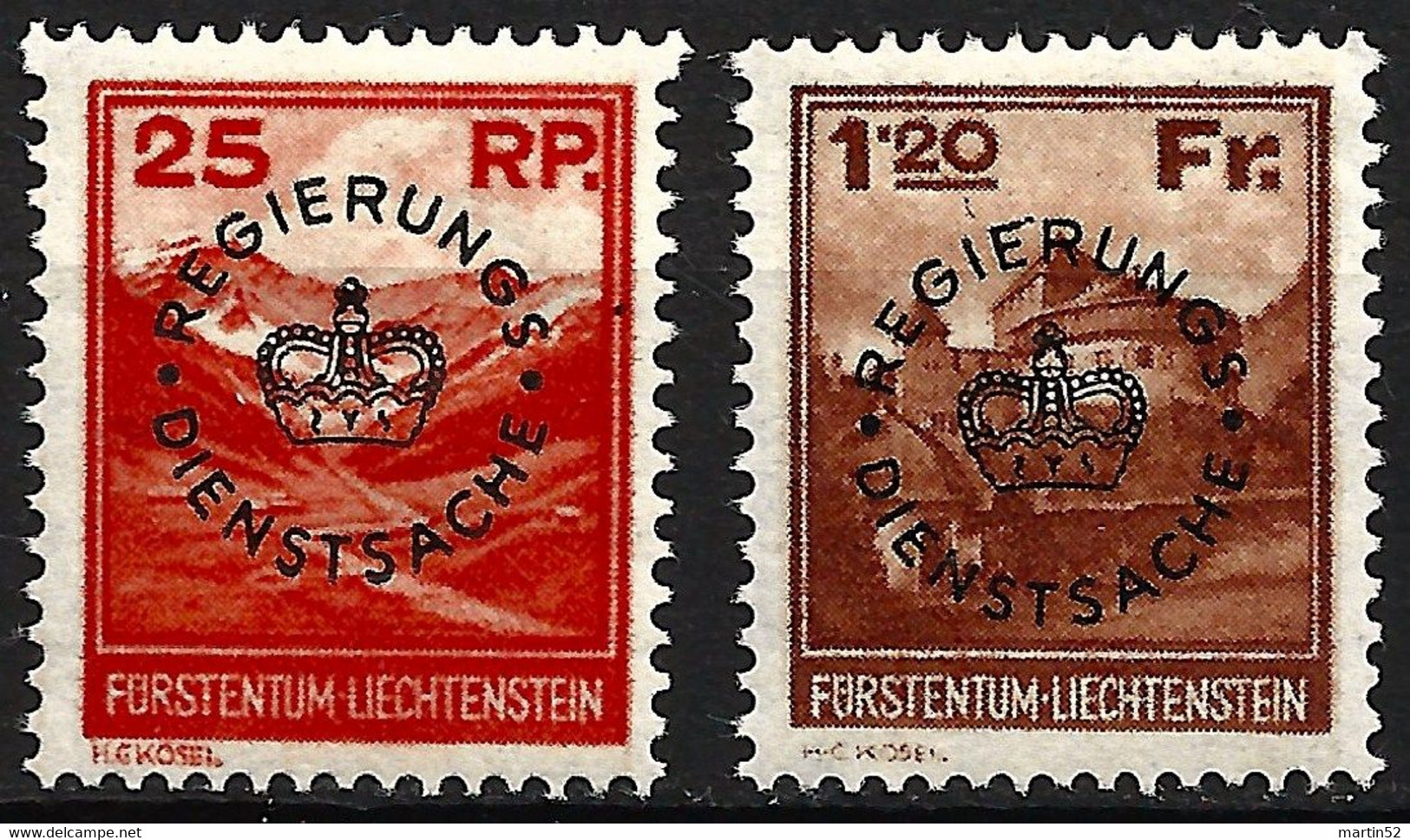 RARE Liechtenstein 1933: REGIERUNGS-DIENSTSACHE Zu D 9-10 Mi D 9-10 Yv TS 9-10 * MLH (Zu CHF 375.00 -50%) - Service