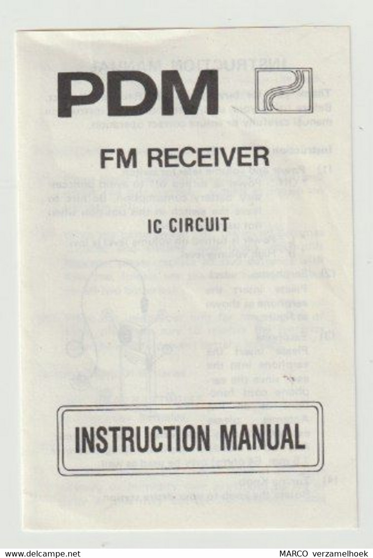 Instruction Manual PDM FM Reciever IC Circuit - Andere & Zonder Classificatie