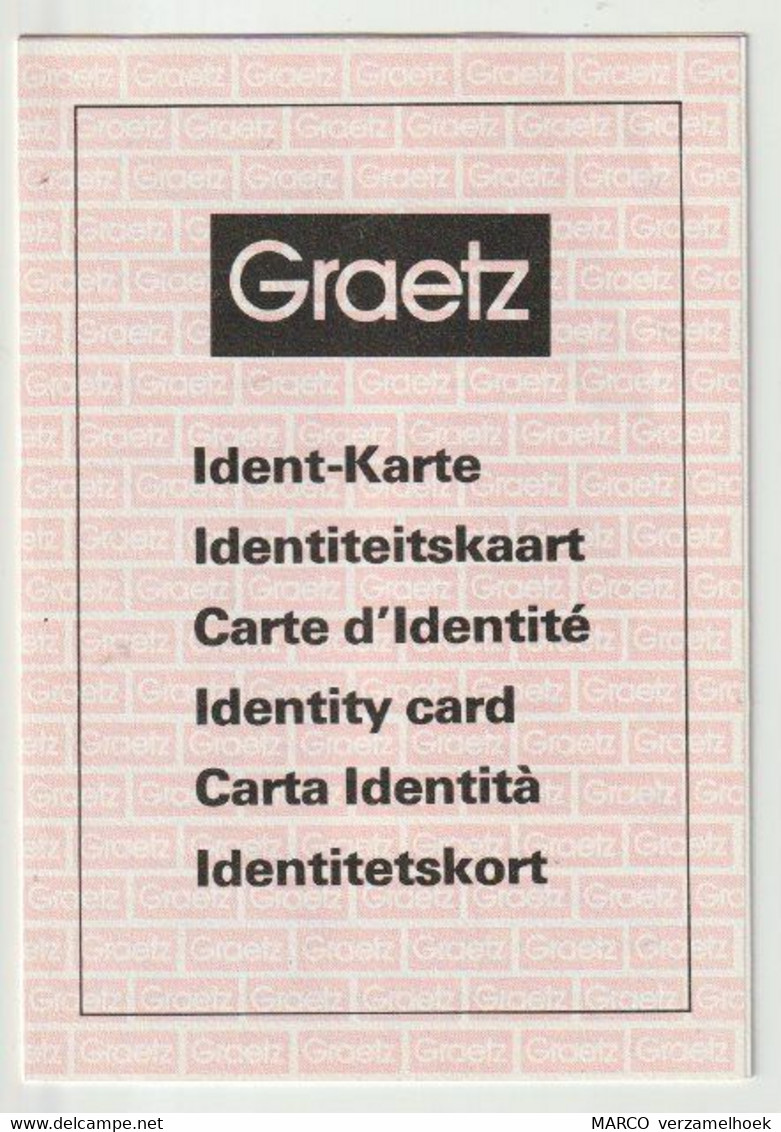 GRAETZ Indentiteitskaart - Carte D' Identité - Andere & Zonder Classificatie