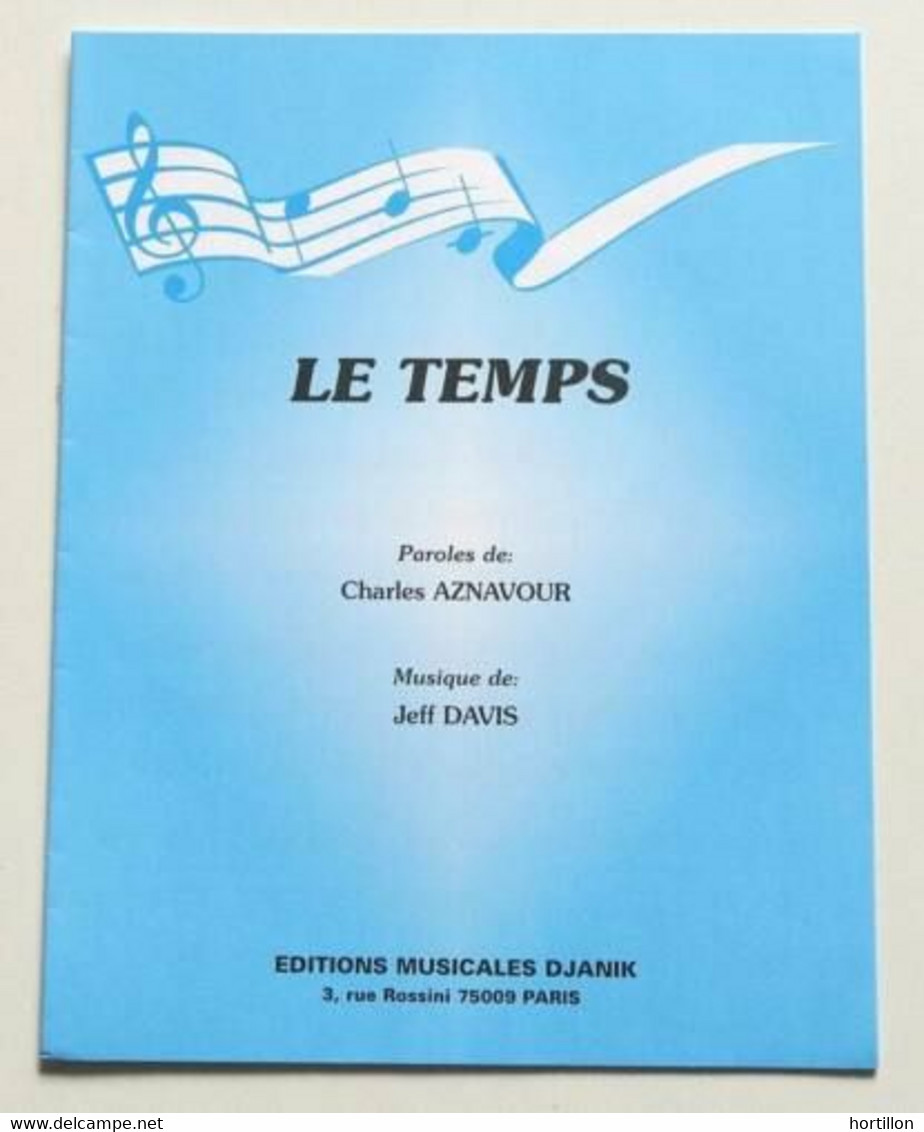 Partition Sheet Music CHARLES AZNAVOUR : Le Temps - Piano Et Chant - Song Books