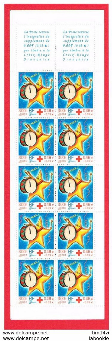 France - 1999 - N° 2058 - CARNET CROIX ROUGE - 10 Timbres 0.46 + 0.09 - Croix Rouge