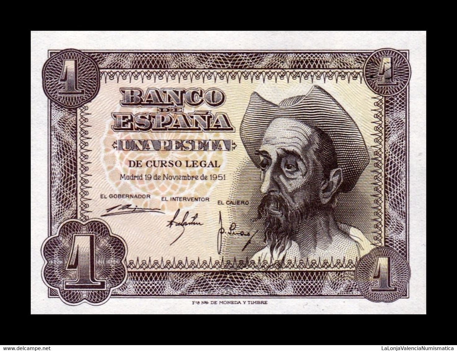 España Spain 1 Peseta Don Quijote De La Mancha 1951 Pick 139 Serie S Sc Unc - 1-2 Peseten