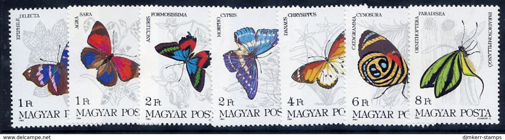 HUNGARY 1984 Butterflies  MNH /**.  Michel 3681-87 - Nuovi