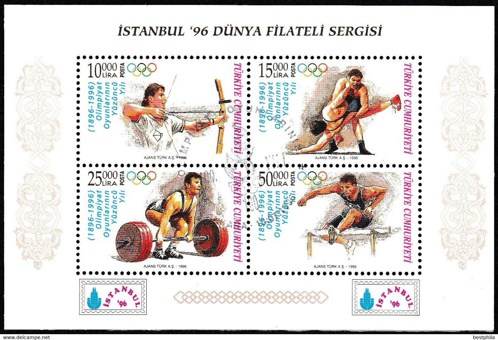 Turkey, Türkei - 1996 - İstanbul ' 96 World Philatelic Exhibition - 1.Mini S/Sheet - A - USED - Oblitérés